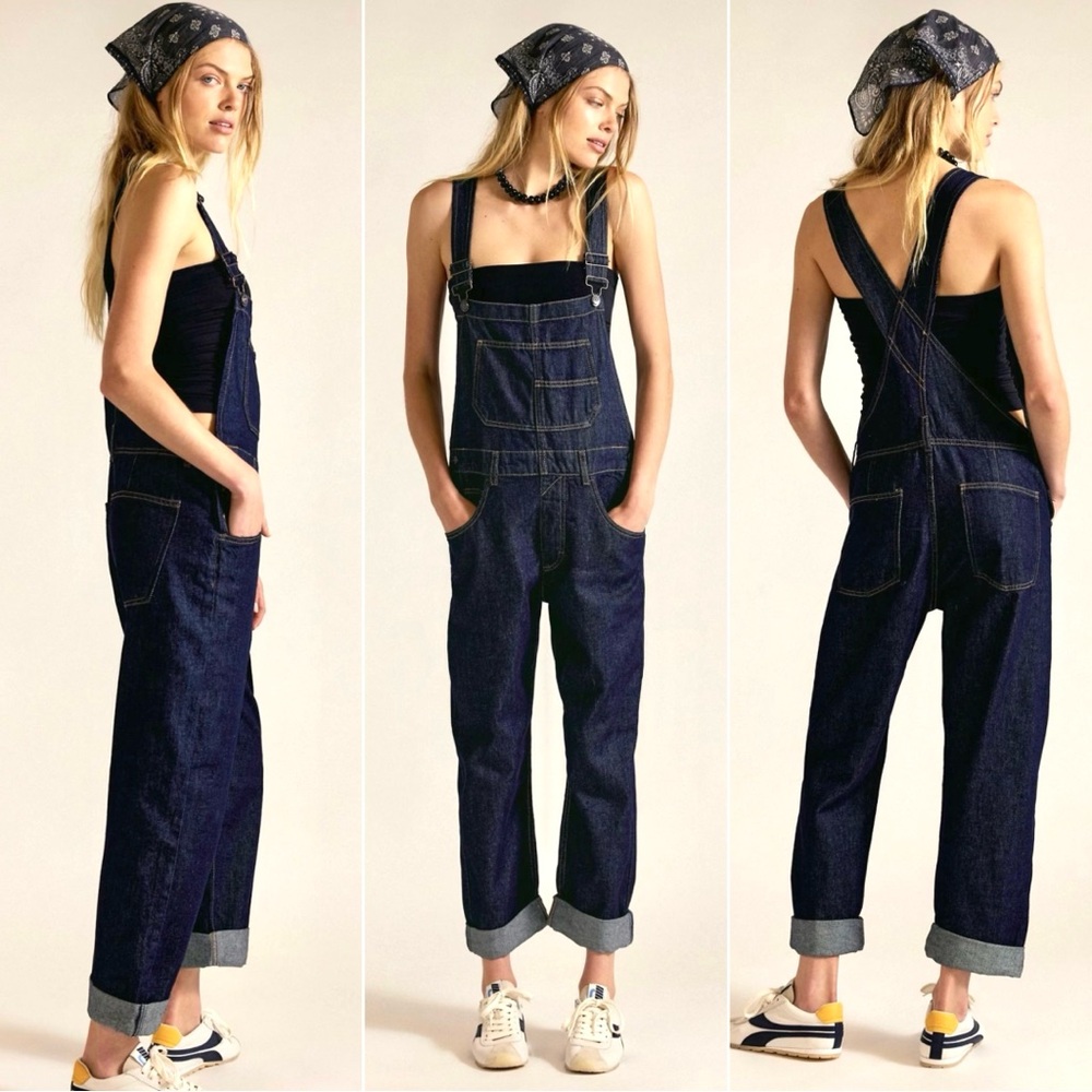 SALE! Free People x We The Free Ziggy Denim Overalls in Dark Wash - Picture 13 of 13